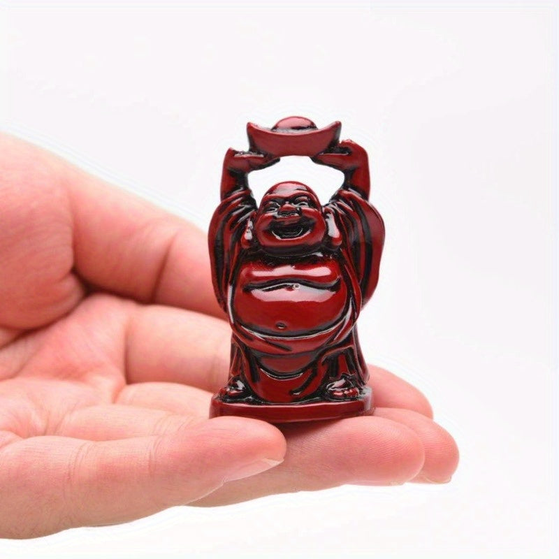 Feng Shui 2in Red Resin Laughing Buddha Statue Figurines Set of 6 BS001