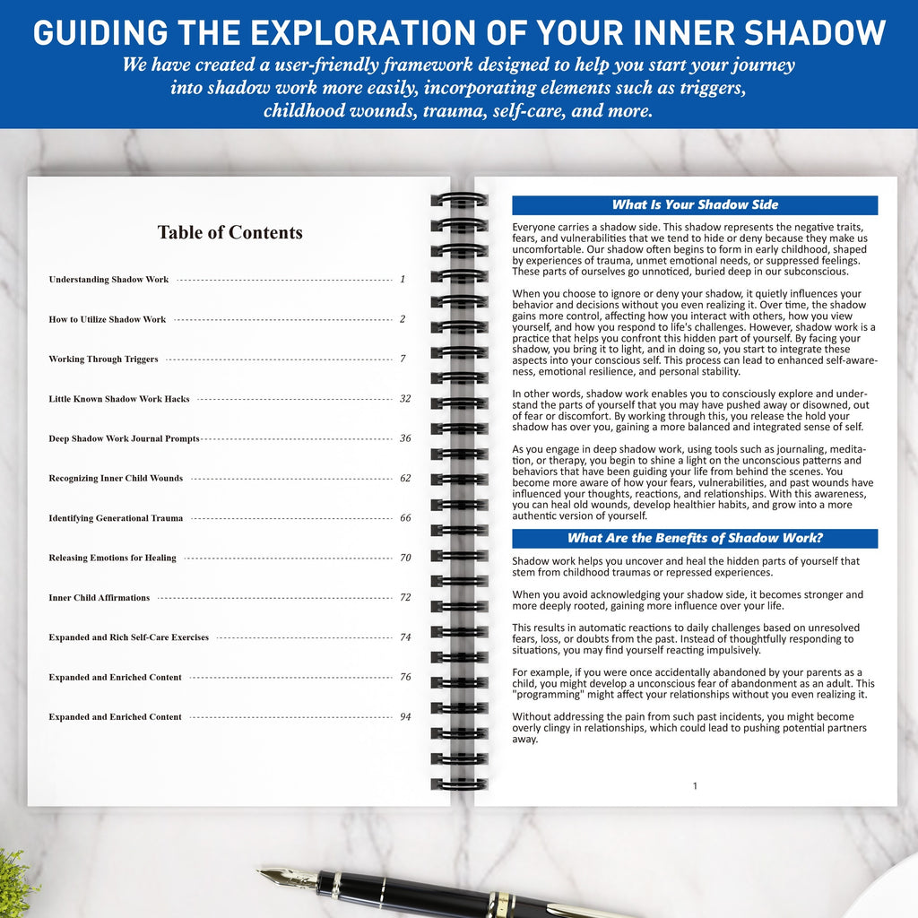 Shadow Work Journal - Embrace Your Hidden Self, Integrate and Transcend Shadows, Cultivate Inner Love | Guided Exercises for Healing and Nurturing, Black Cover with Ornate Frame Design