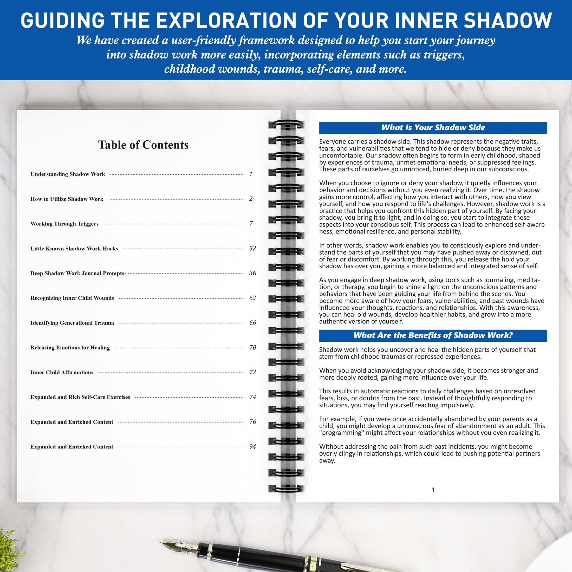 Shadow Work Journal - Embrace Your Hidden Self, Integrate and Transcend Shadows, Cultivate Inner Love | Guided Exercises for Healing and Nurturing, Black Cover with Ornate Frame Design