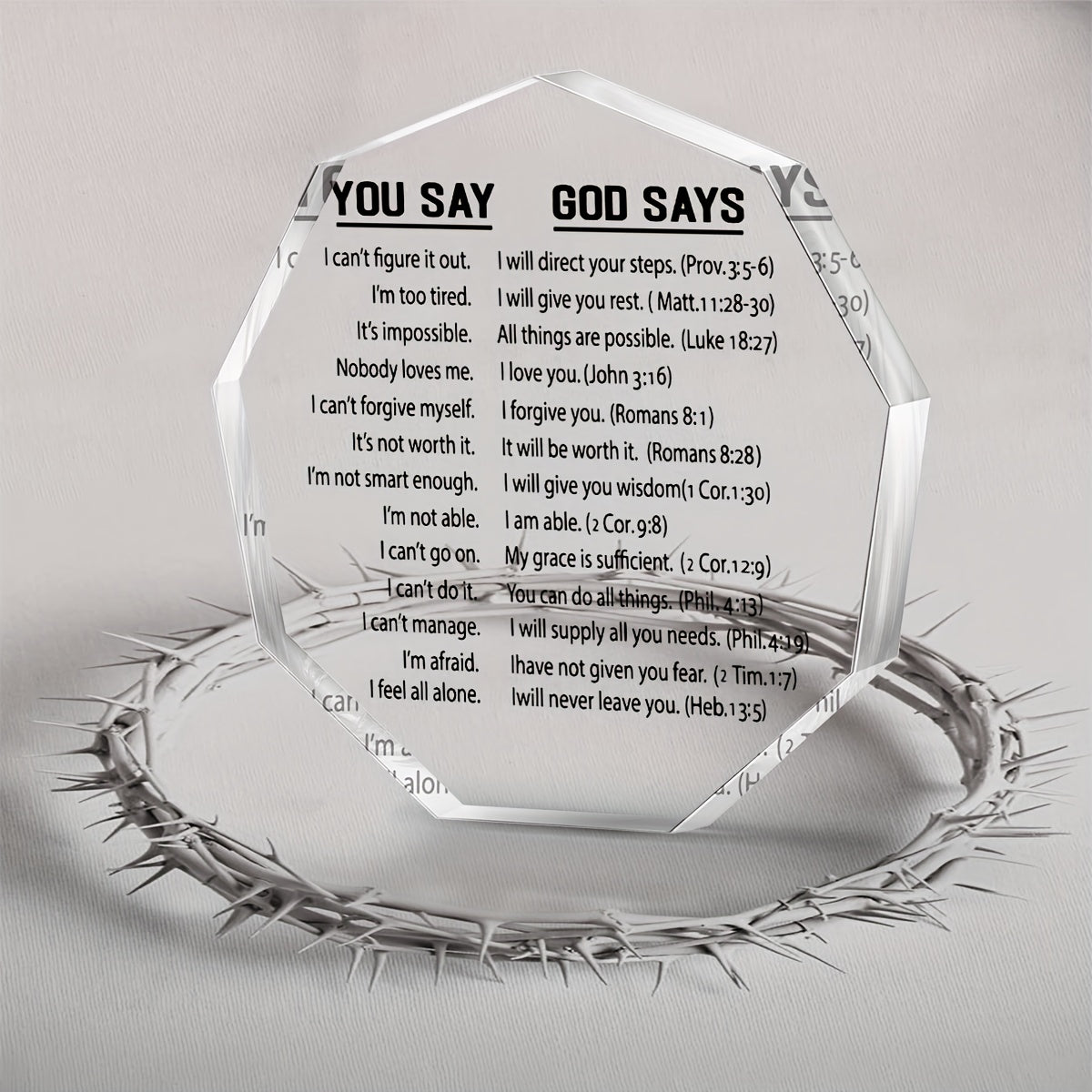 1pc, Inspirational You Say God Say Acrylic Plaque - 4''x4'' Bible Verse Christian Encouragement Gift - Perfect Keepsake for Home Office, Best Friend Women, Mom, Boyfriend, Daughter, Bestie, and Loved Ones