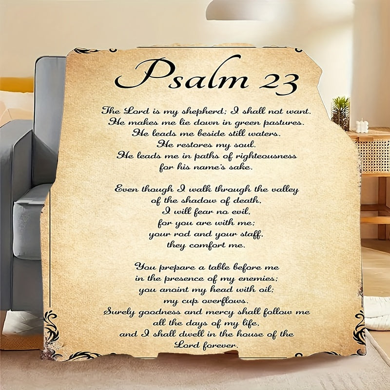 Psalm 23 Inspirational Flannel Throw Blanket - Soft, Warm & Versatile for All Seasons - Perfect Christian Gift for Office, Camping & Travel