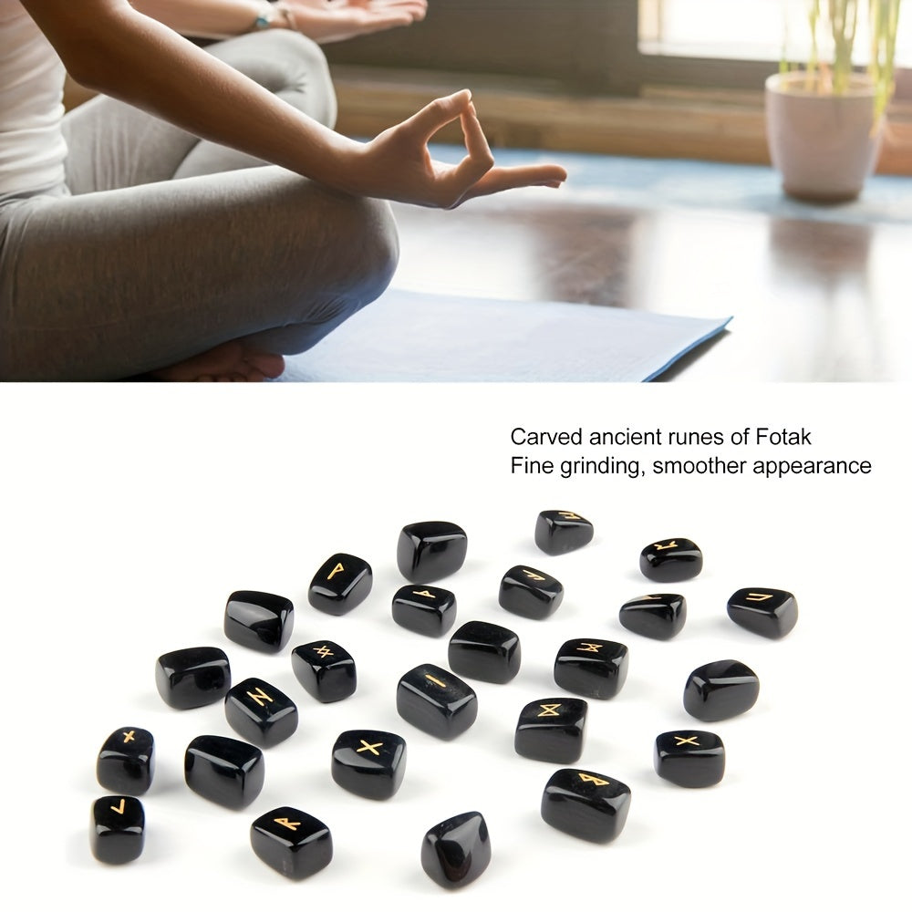 25pcs Crystal Stone Rune Stones Tumbled Engraved Lettering Crystal Set -Reiki Set