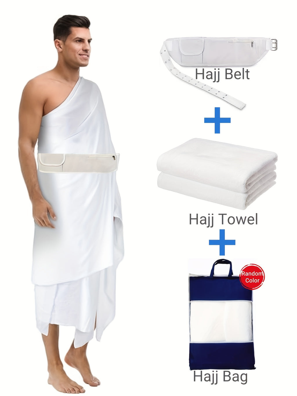 [Muslim Prayer Towel Set] 2pcs/1set Muslim Men's Prayer Towel Adult White Arab Traditional Towel Islamic Pilgrimage Towel Prayer Shawl with Tassels Men's Clothing Gift White Eid al-Fitr Gift Comes with Exquisite Storage Bag 4