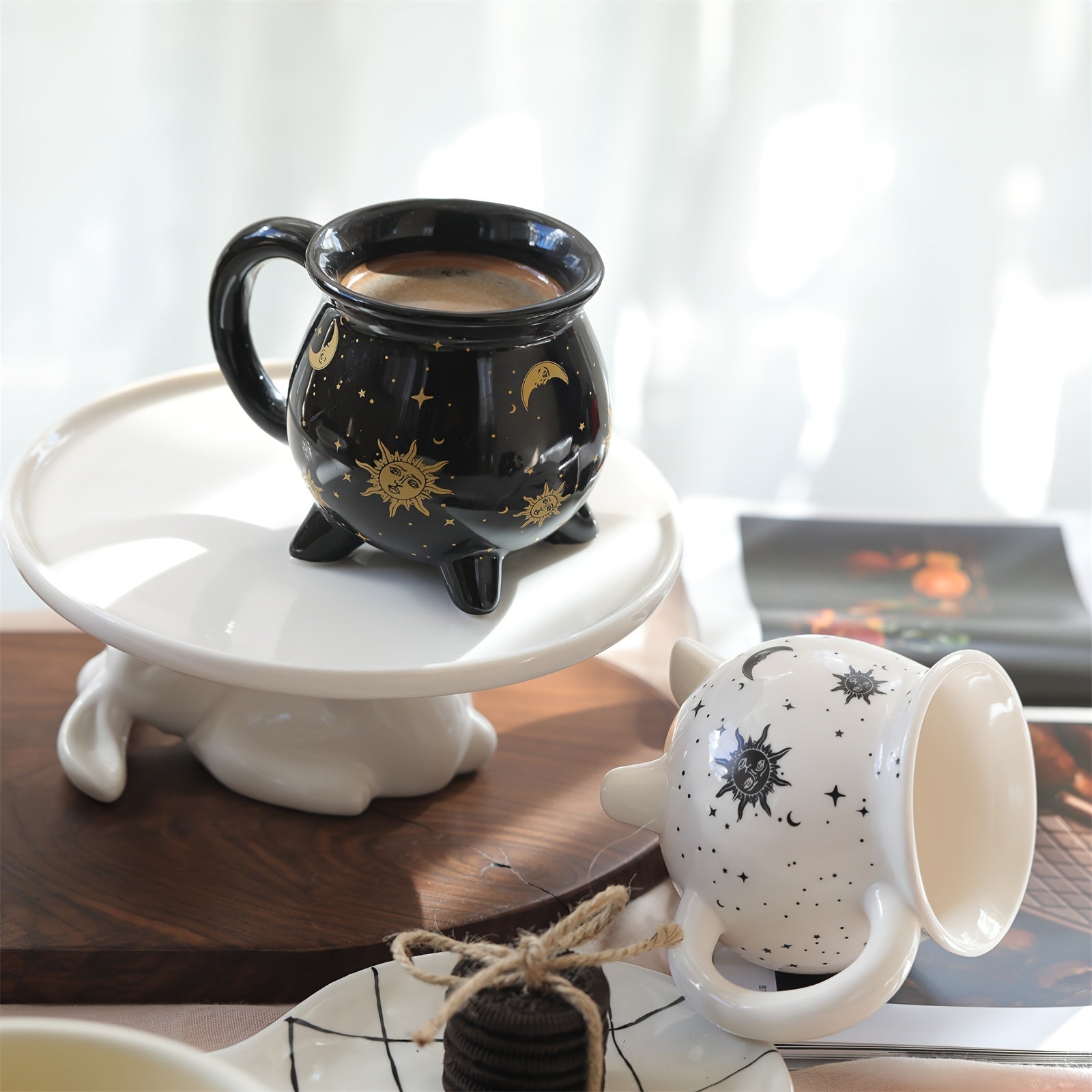 1pc,Moon And Stars Coffee Mug,350ml/11.8oz Witch Brew Shaped Ceramic Coffee Cups, Divination Water Cups, Spooky Witch Coffee Cup for Adults & Youngsters, Perfect for Halloween or Witchy Tabletop Decor, Festive Beverage Mug |