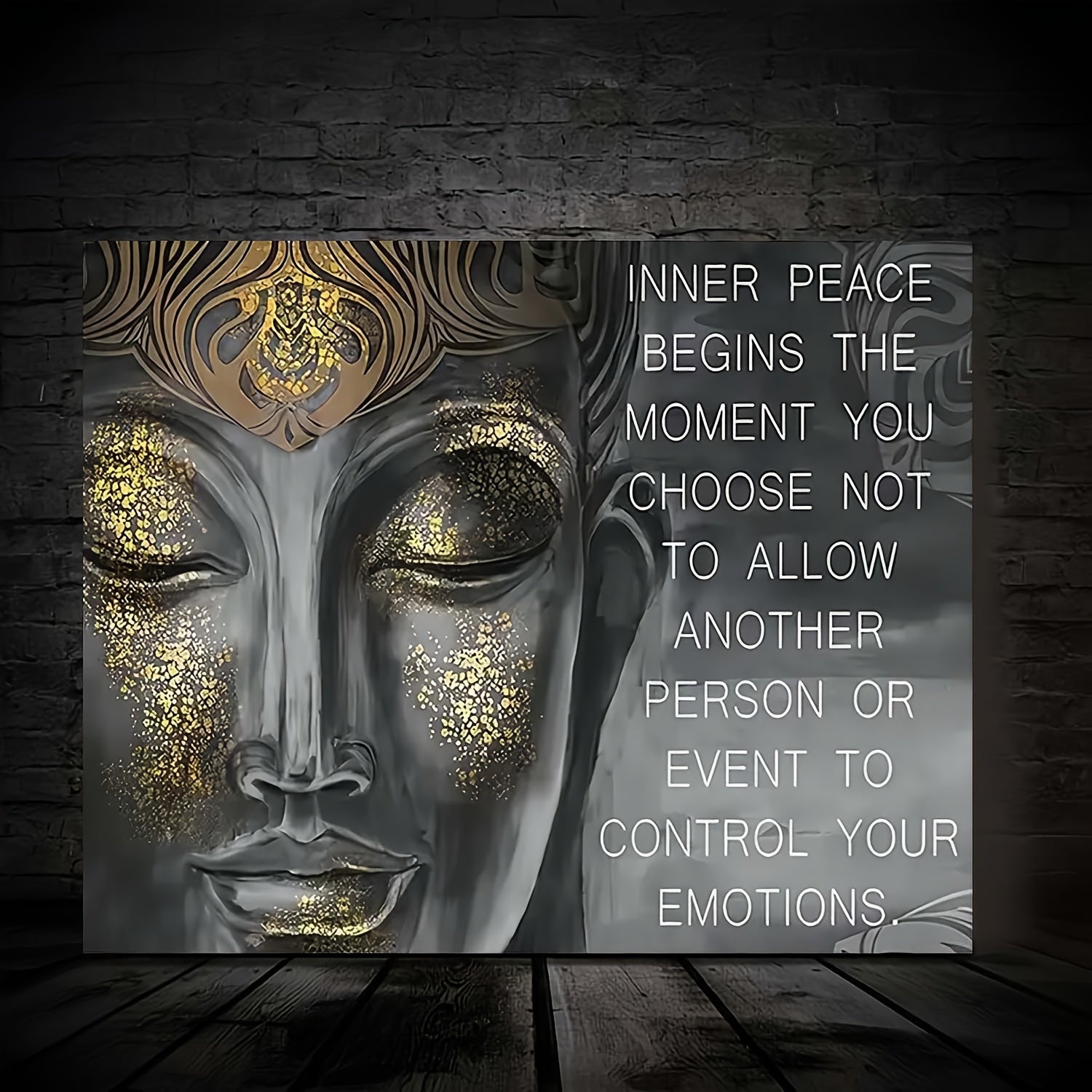 1pc Buddha Quote Canvas Wall Art, Meditating Buddha Canvas Print, Inspirational Emotional Control Decor, Rolled Canvas Artwork for Office, Bedroom, Living Room, Waterproof Canvas, Easy to Frame, Home Decoration Poster, Gift I