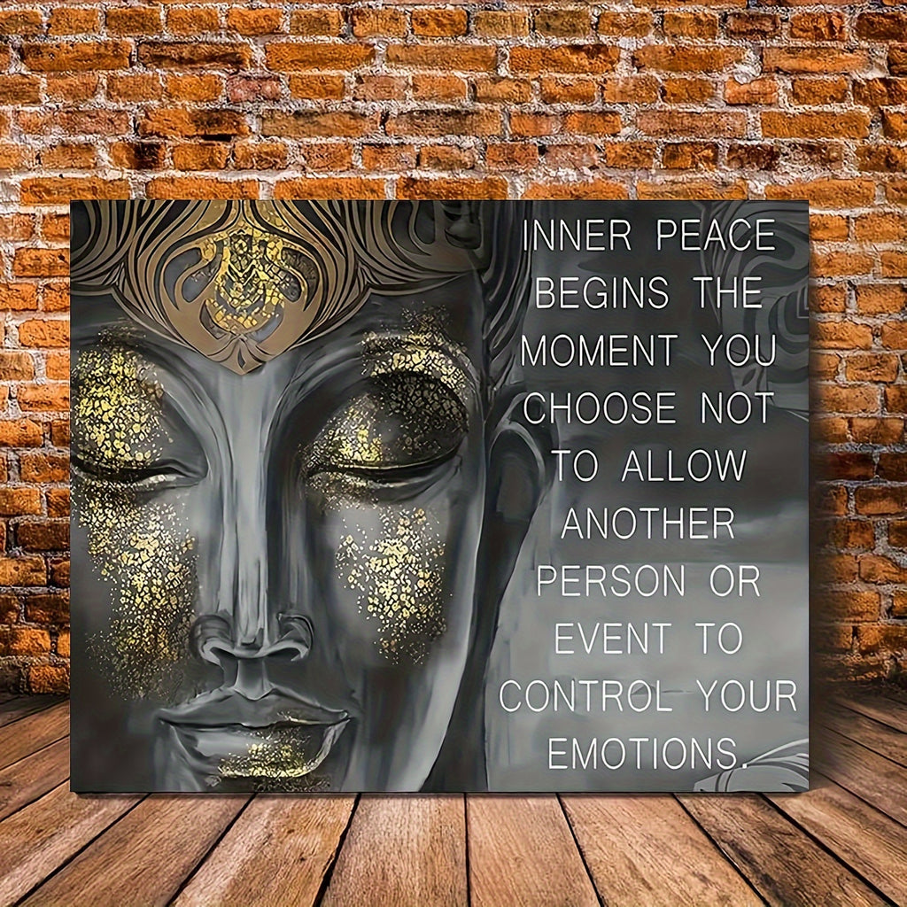 1pc Buddha Quote Canvas Wall Art, Meditating Buddha Canvas Print, Inspirational Emotional Control Decor, Rolled Canvas Artwork for Office, Bedroom, Living Room, Waterproof Canvas, Easy to Frame, Home Decoration Poster, Gift I