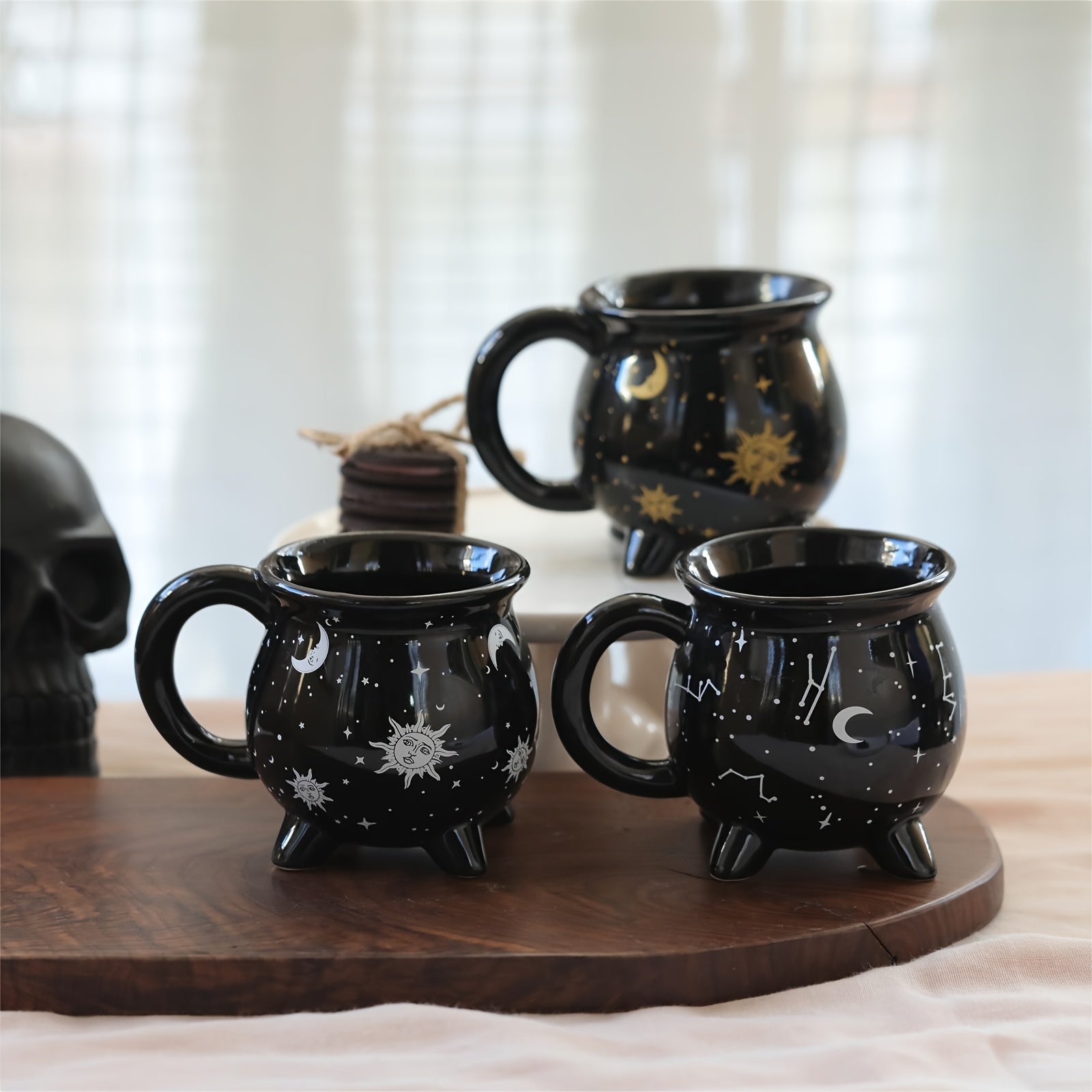 1pc,Moon And Stars Coffee Mug,350ml/11.8oz Witch Brew Shaped Ceramic Coffee Cups, Divination Water Cups, Spooky Witch Coffee Cup for Adults & Youngsters, Perfect for Halloween or Witchy Tabletop Decor, Festive Beverage Mug |