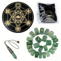 A Nordic Rune Set Featuring Crystal Rune Stones, Including 25 Rune Stones, a Pendant, And a Carved Wooden Board. Elegant And Exquisite