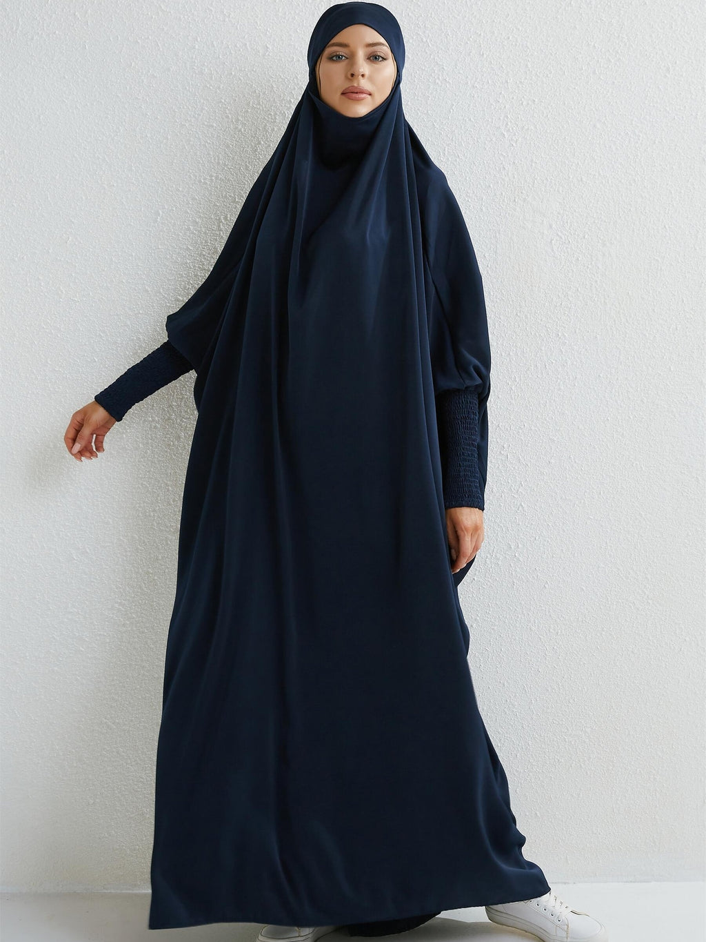 Ramadan Solid One-Piece Prayer Modest Dress - Modest Full Length Dress With Hijab -  For Women - Suitable for Ramadan & Islamic Events - Perfect Gift for Muslim Women