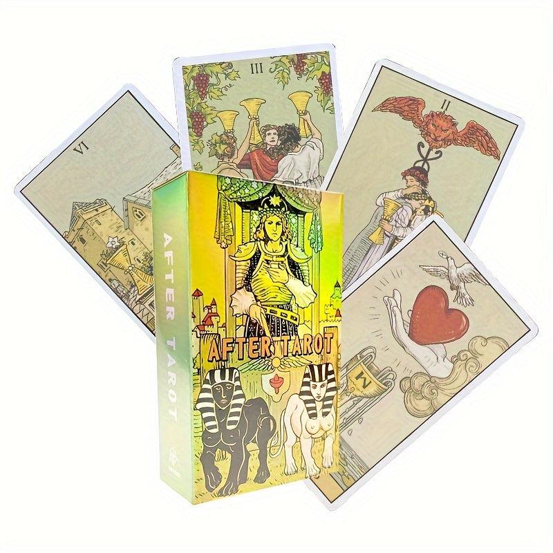 78pcs After Tarot Cards Deck, 2.6 x 4.7 inches, Traditional Tarot Artwork with Modern Twist, Divination Tools, Includes Major and Minor Arcana, Mystical Fortune Telling Cards