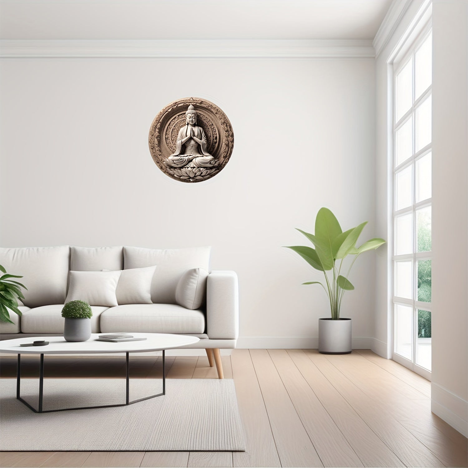 8X8" Buddha Bodhisattva Aluminum Wall Art - Unique Home & Bathroom Decor