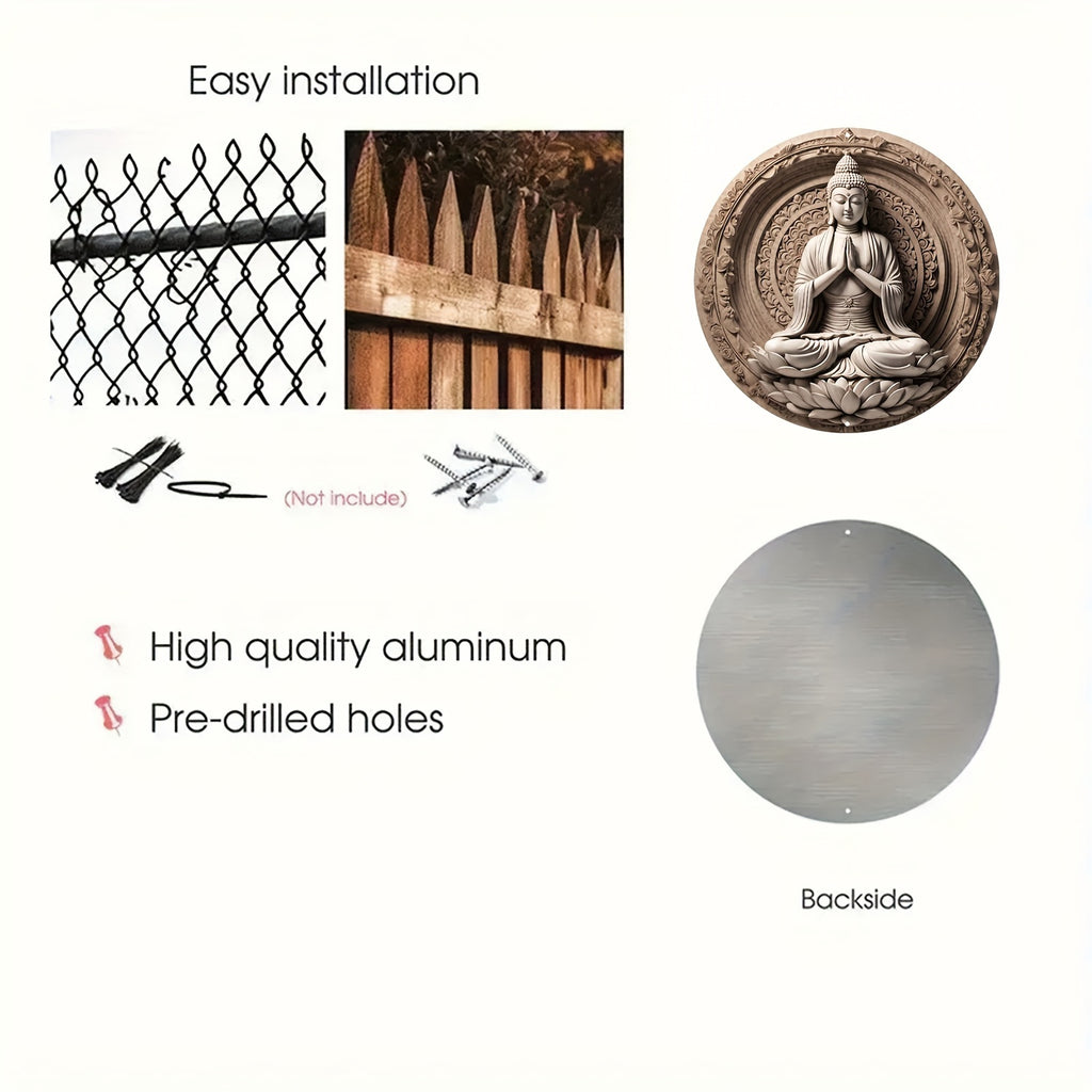 8X8" Buddha Bodhisattva Aluminum Wall Art - Unique Home & Bathroom Decor