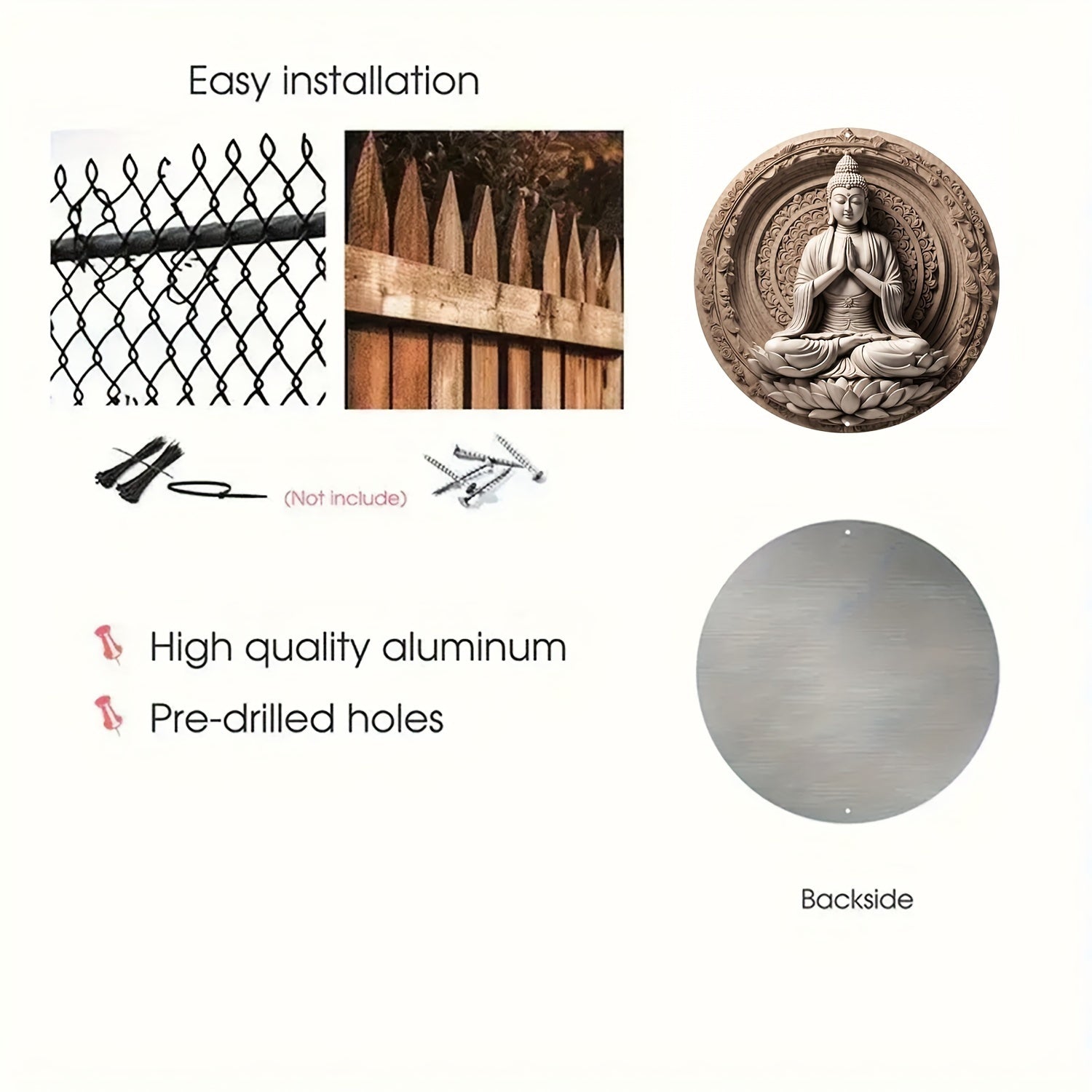 8X8" Buddha Bodhisattva Aluminum Wall Art - Unique Home & Bathroom Decor