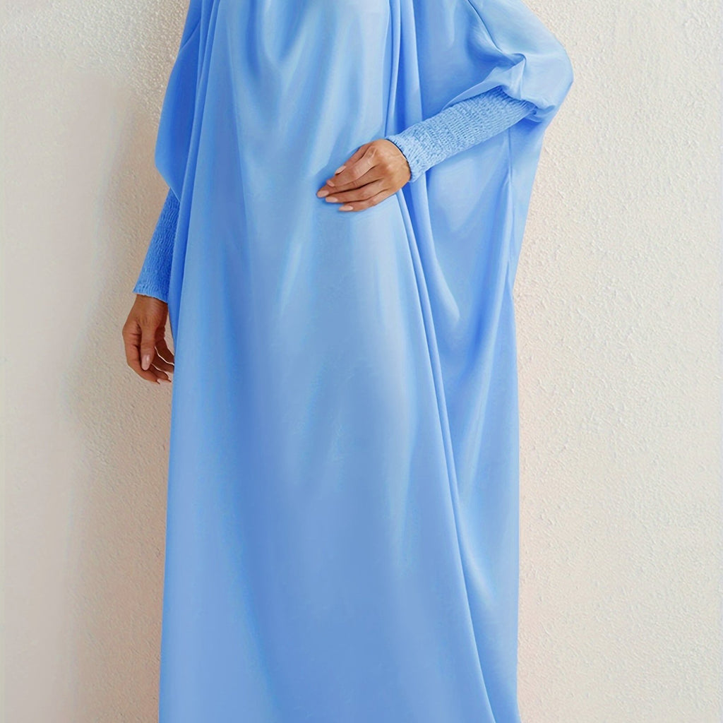 Ramadan Solid One-Piece Prayer Modest Dress - Modest Full Length Dress With Hijab -  For Women - Suitable for Ramadan & Islamic Events - Perfect Gift for Muslim Women