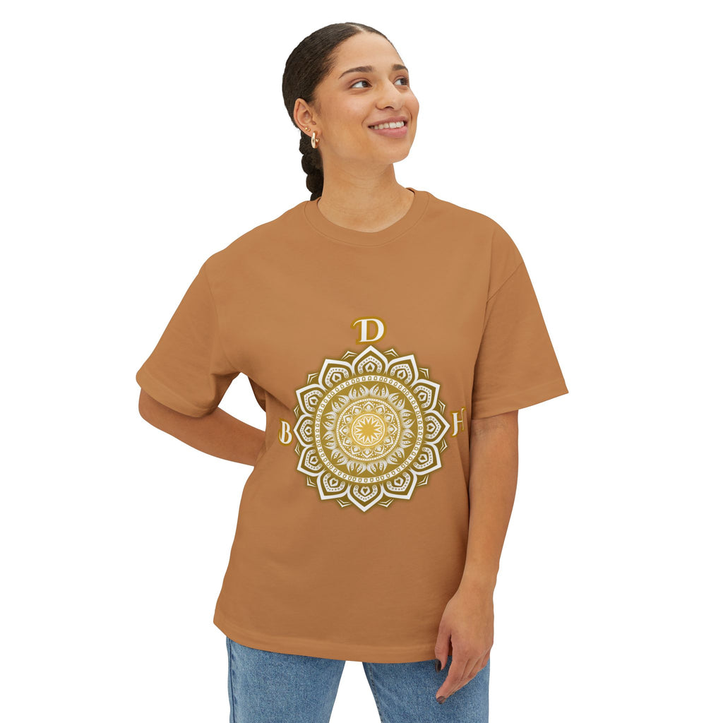 Duds By Hochmah Gold Mandala Unisex Oversized Boxy Tee