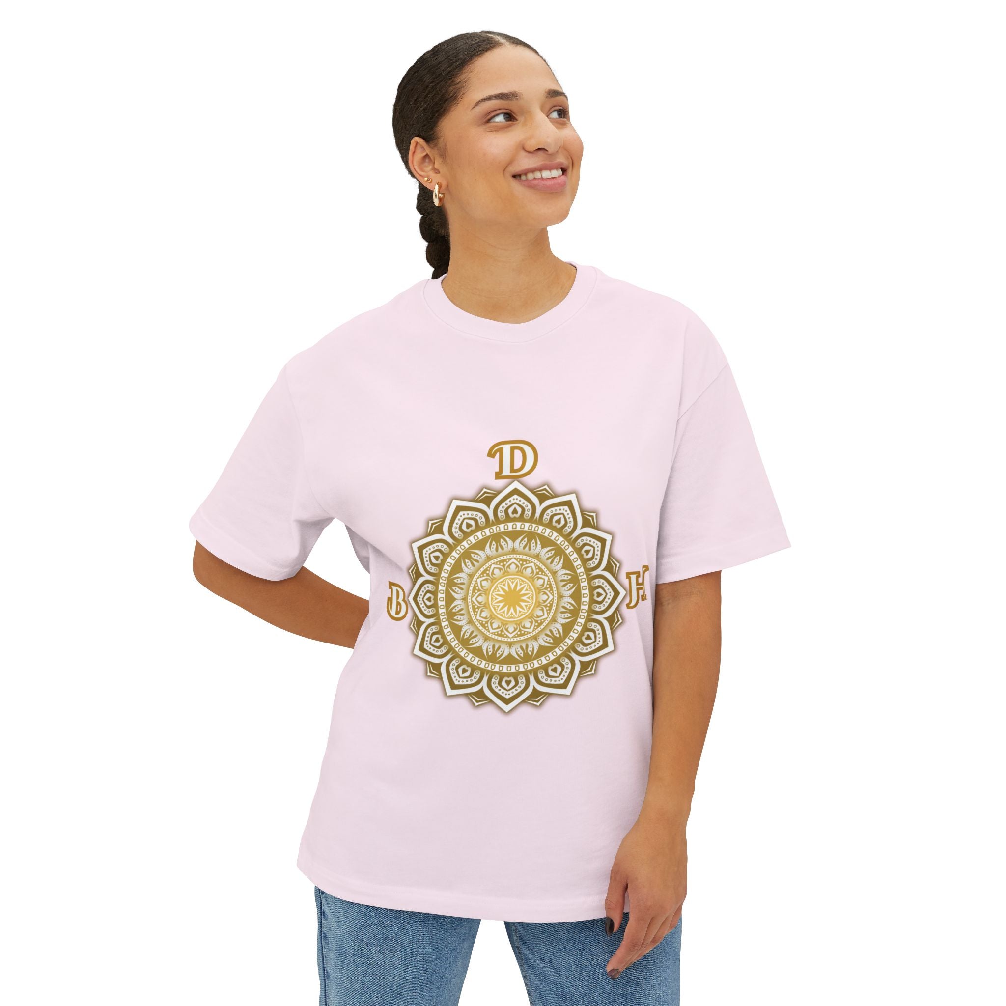 Duds By Hochmah Gold Mandala Unisex Oversized Boxy Tee