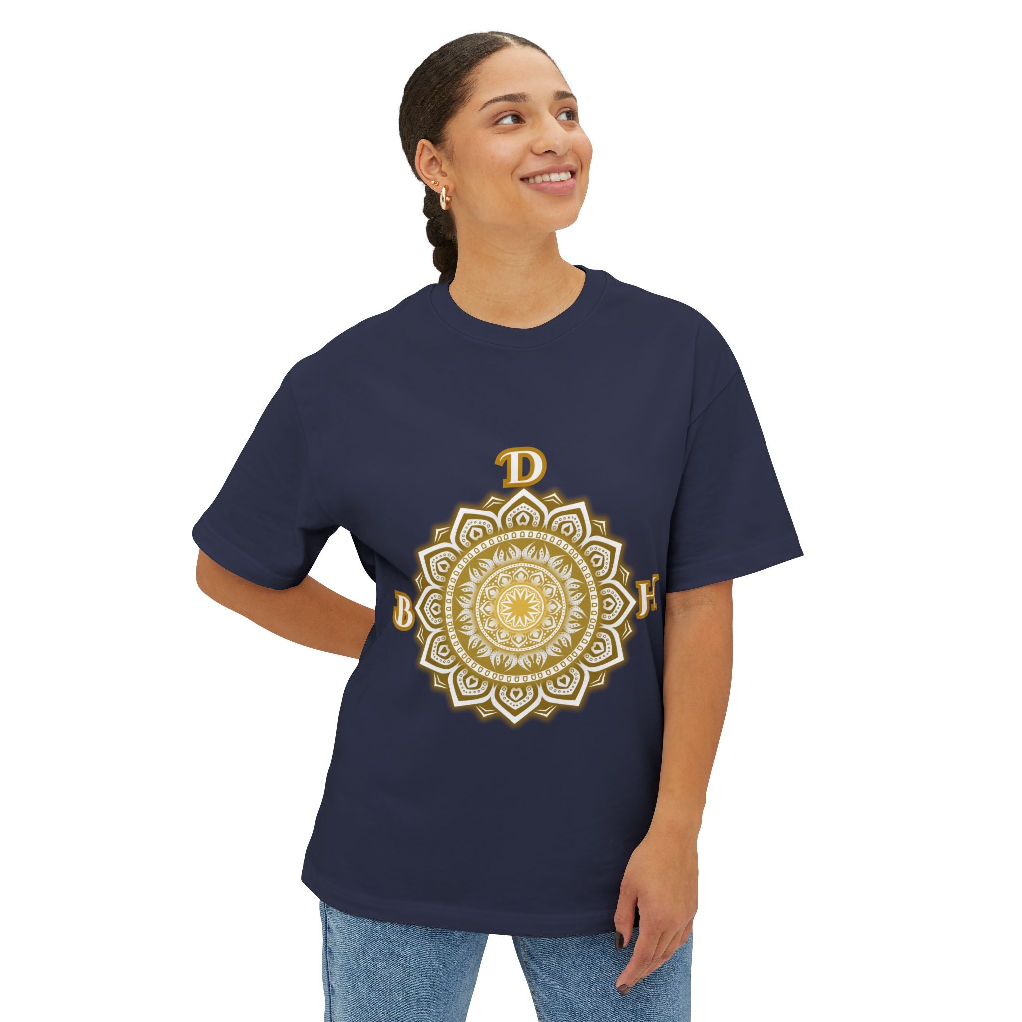 Duds By Hochmah Gold Mandala Unisex Oversized Boxy Tee