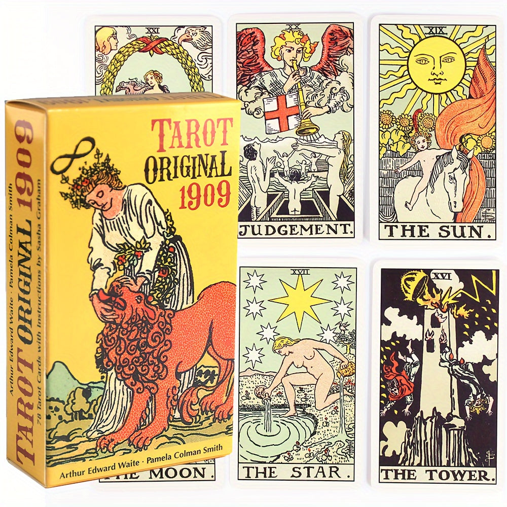 Rider Waite Tarot 1909 Standard Edition - 78 Card Oracle Deck for Divination, Paper Material Game & Accessories