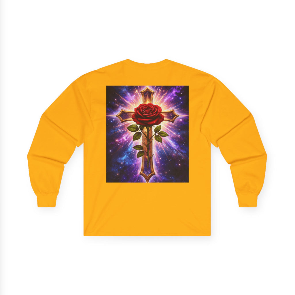 Peace Profound Long Sleeve Tee — Rose & Cross Spiritual Graphic Shirt