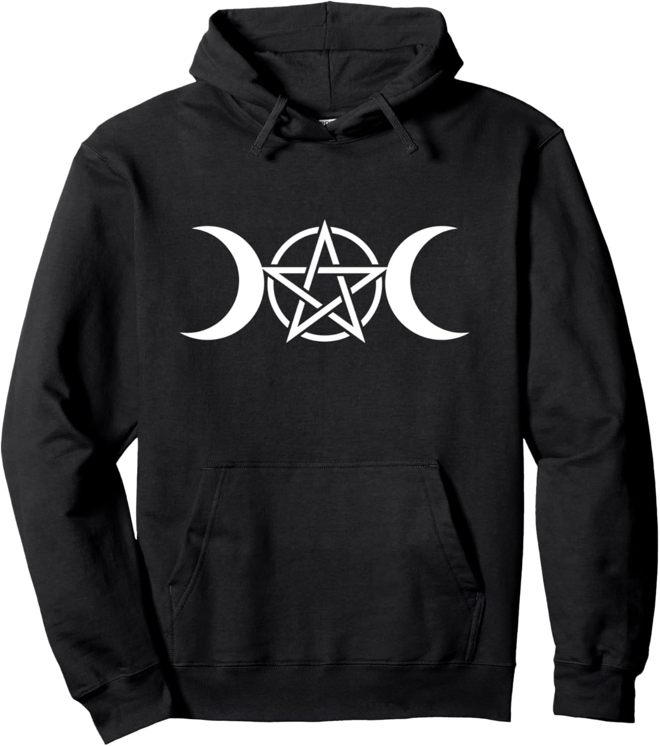 Triple Moon Goddess & Pentacle Wiccan Hoodie - Ultra-Soft Cotton Blend, Breathable Pullover with Kangaroo Pocket, Casual Streetwear for Men