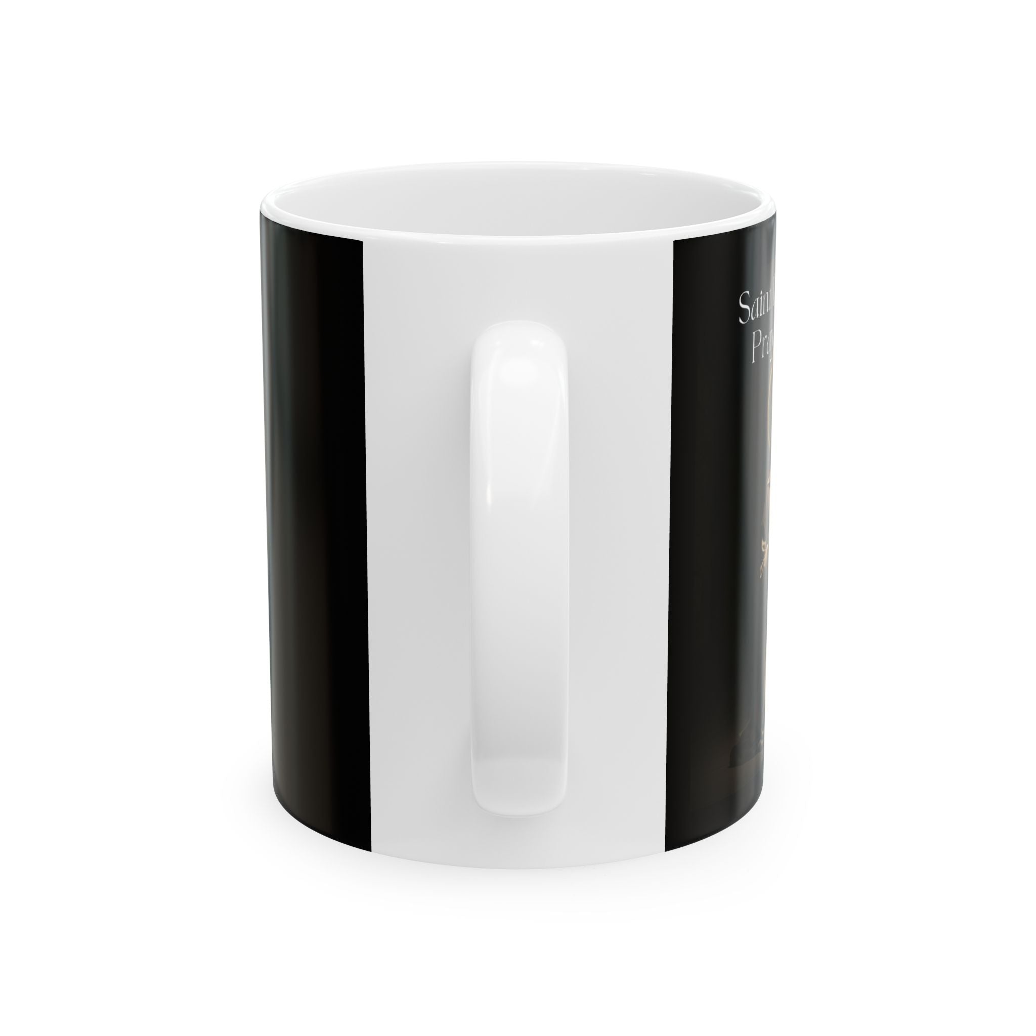 Saint Dymphna Black Ceramic Mug  — 11oz