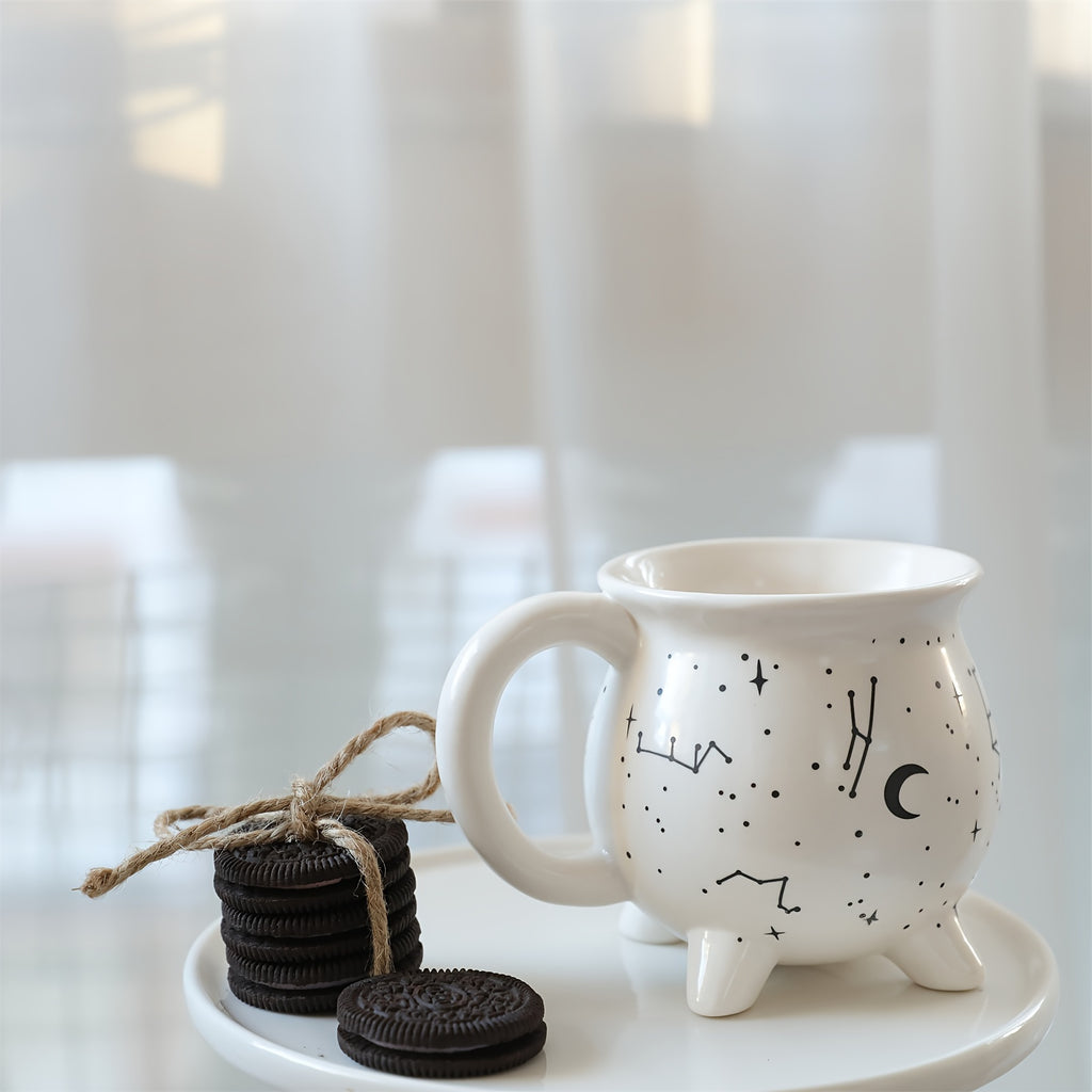1pc,Moon And Stars Coffee Mug,350ml/11.8oz Witch Brew Shaped Ceramic Coffee Cups, Divination Water Cups, Spooky Witch Coffee Cup for Adults & Youngsters, Perfect for Halloween or Witchy Tabletop Decor, Festive Beverage Mug |