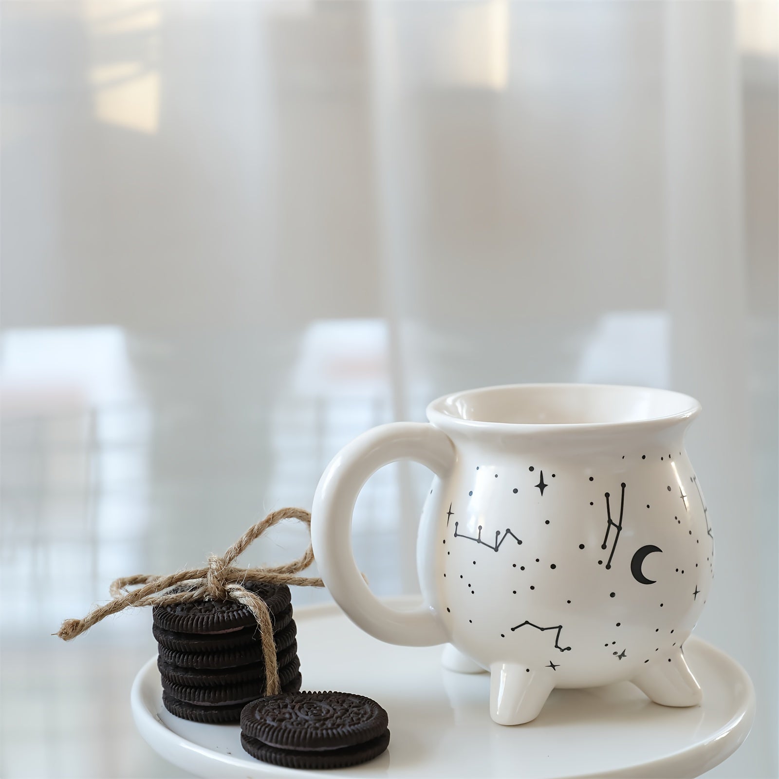 1pc,Moon And Stars Coffee Mug,350ml/11.8oz Witch Brew Shaped Ceramic Coffee Cups, Divination Water Cups, Spooky Witch Coffee Cup for Adults & Youngsters, Perfect for Halloween or Witchy Tabletop Decor, Festive Beverage Mug |