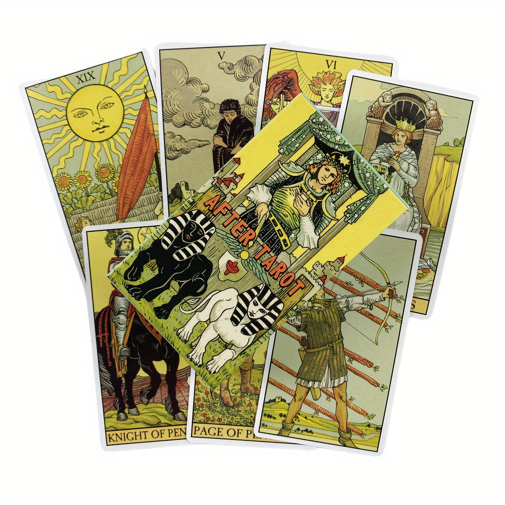 78pcs After Tarot Cards Deck, 2.6 x 4.7 inches, Traditional Tarot Artwork with Modern Twist, Divination Tools, Includes Major and Minor Arcana, Mystical Fortune Telling Cards