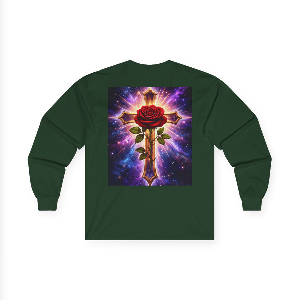 Peace Profound Long Sleeve Tee — Rose & Cross Spiritual Graphic Shirt