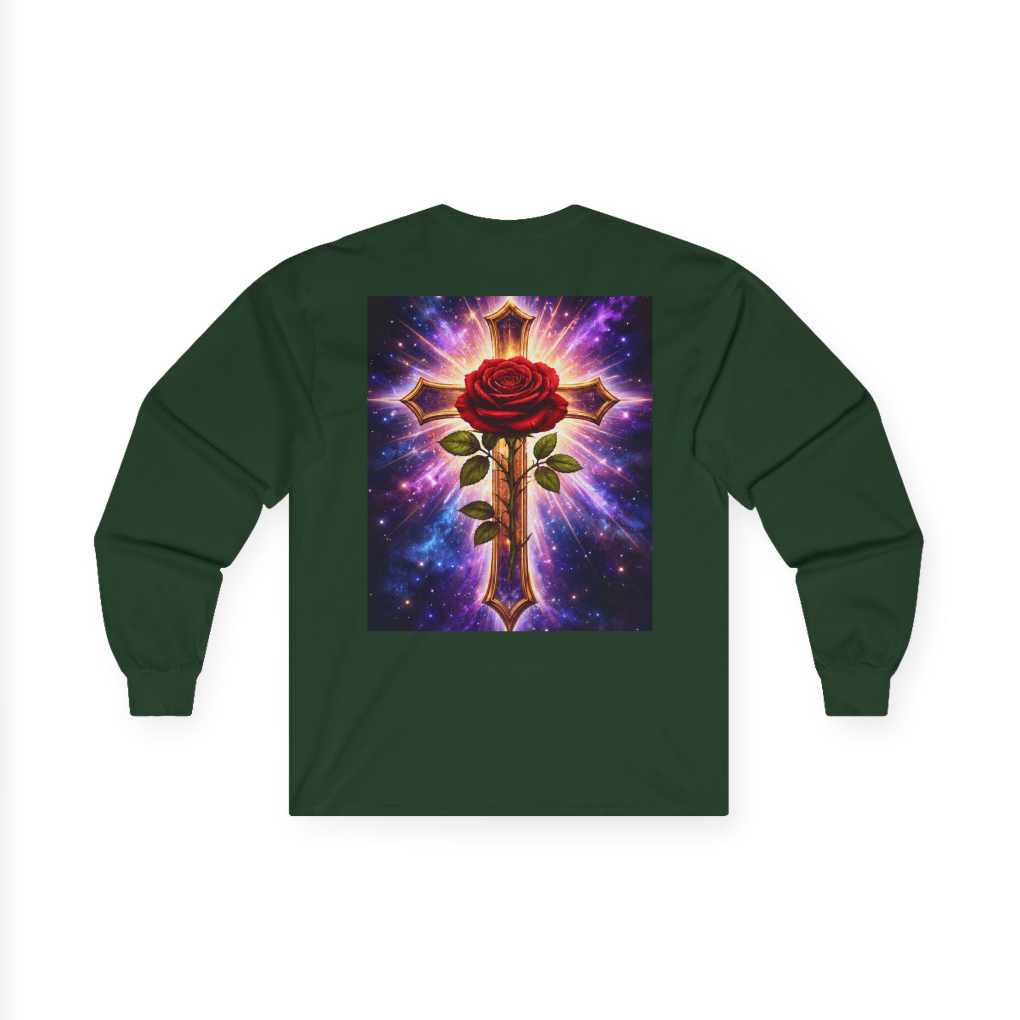 Peace Profound Long Sleeve Tee — Rose & Cross Spiritual Graphic Shirt
