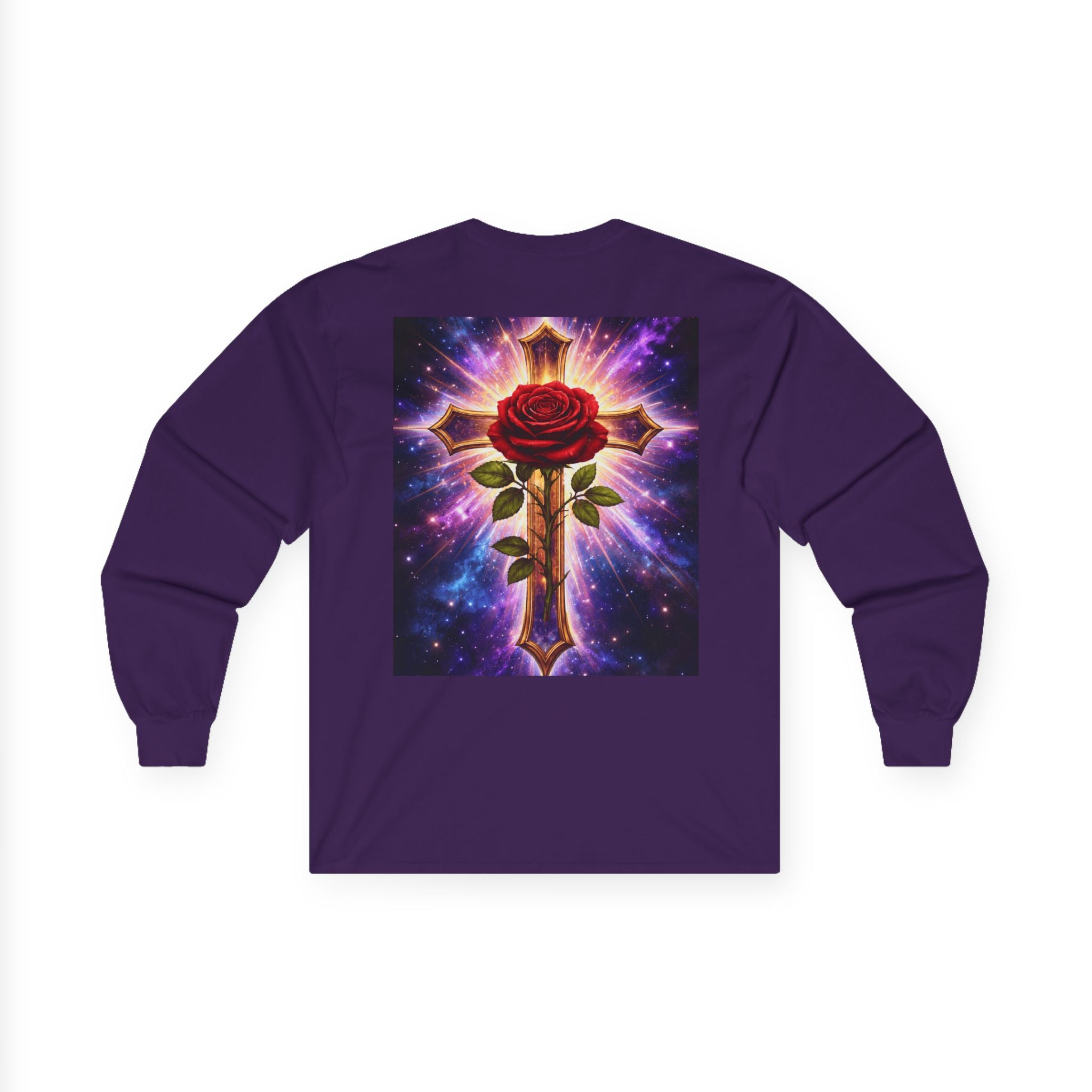 Peace Profound Long Sleeve Tee — Rose & Cross Spiritual Graphic Shirt