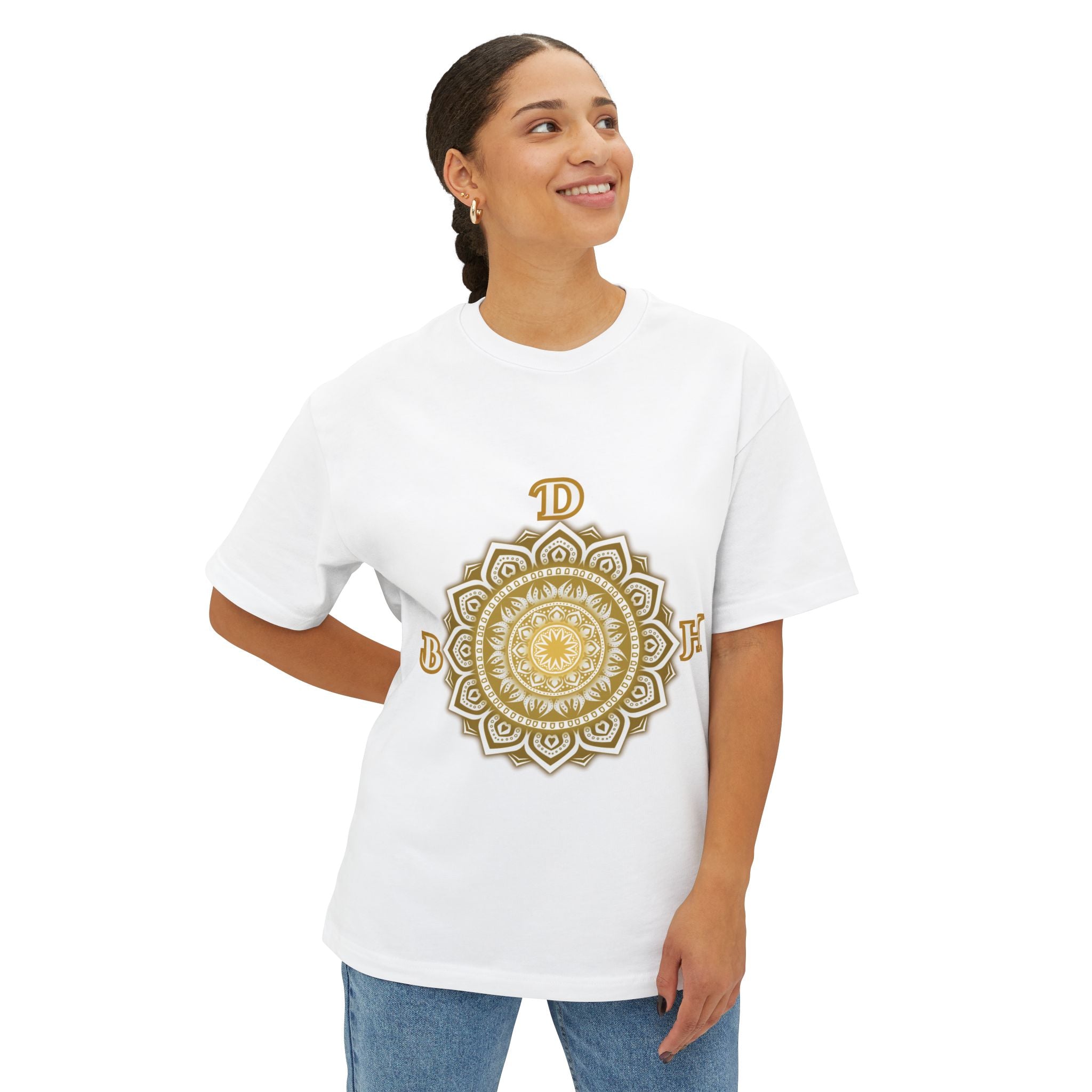 Duds By Hochmah Gold Mandala Unisex Oversized Boxy Tee