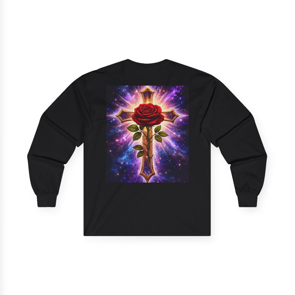 Peace Profound Long Sleeve Tee — Rose & Cross Spiritual Graphic Shirt