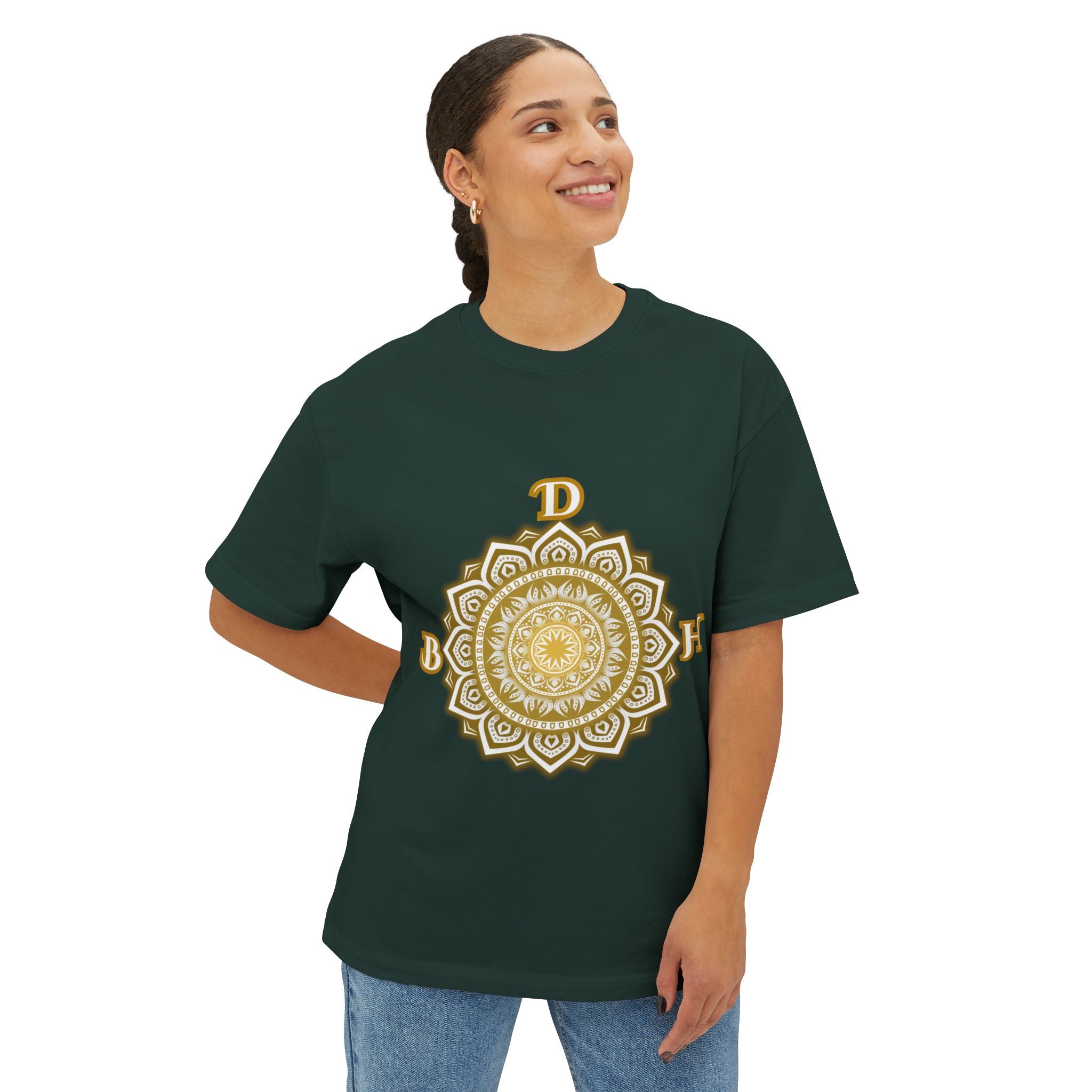 Duds By Hochmah Gold Mandala Unisex Oversized Boxy Tee