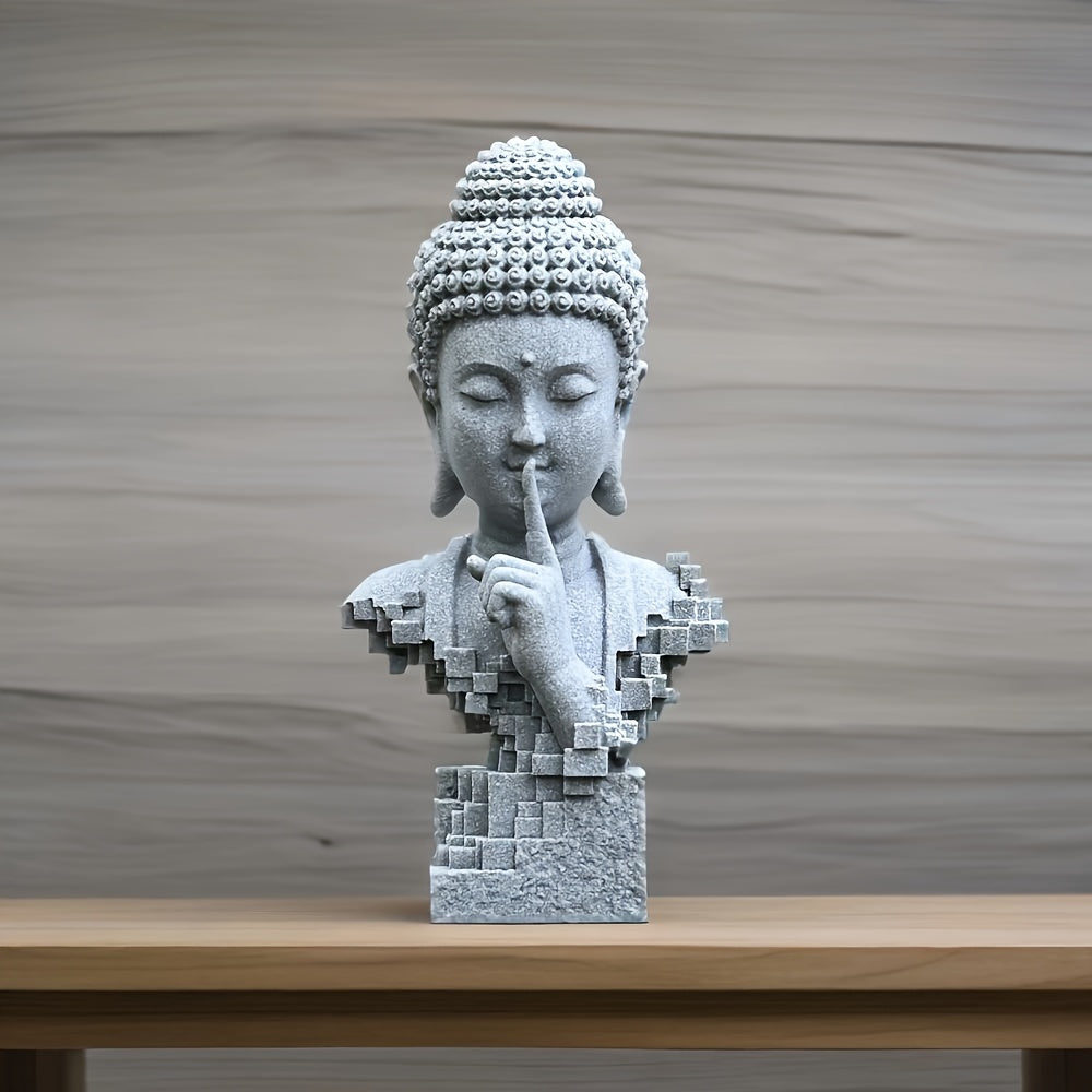 1pc Zen-Inspired Stone Buddha Statue - Modern Silent/Keep Quiet Design, Versatile Indoor & Outdoor Decor For Home, Yoga, Meditation, Gardens, Unique Gift Idea