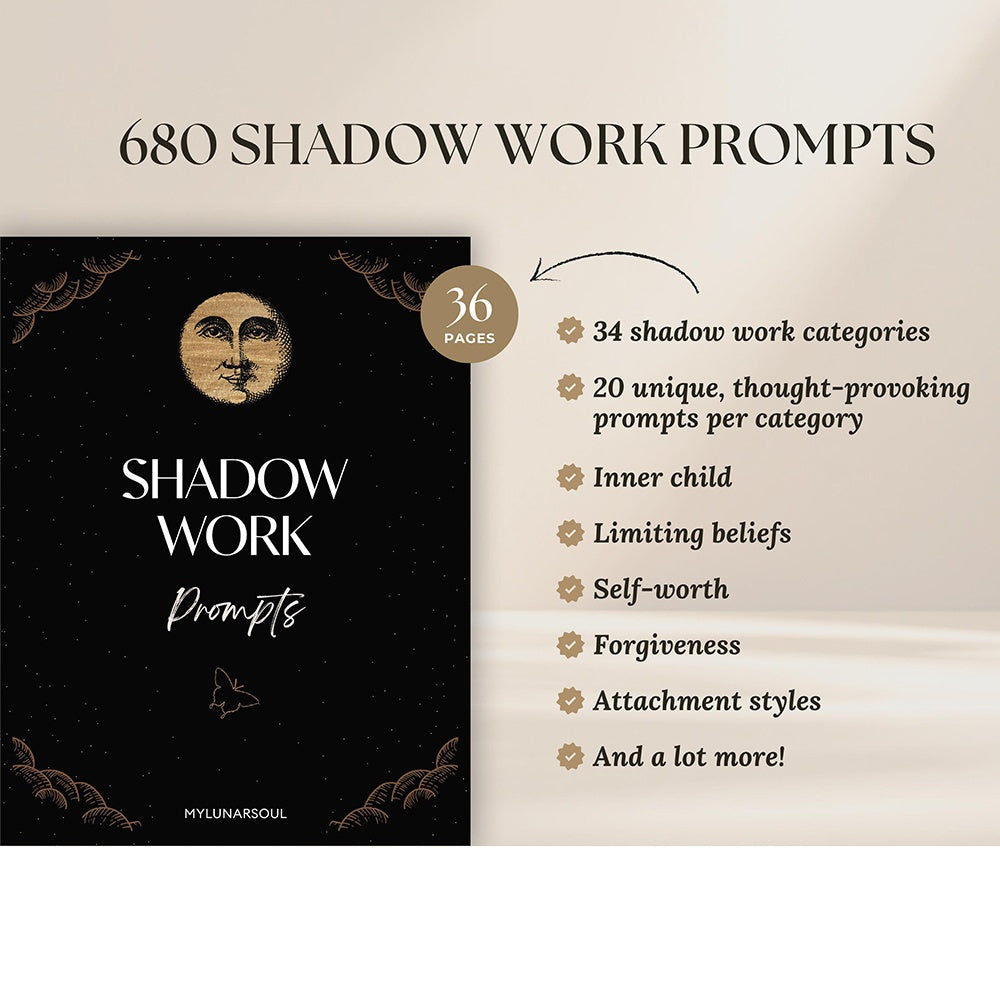 Shadow Work Prompts Inner Healing Anxiety Relationships Self-Relax Spiritua Shadow Work Journal Basics 40 Pages 34 Shadow Work Categories 20 Unique, Thought-Provoking Prompts per Category Card Game