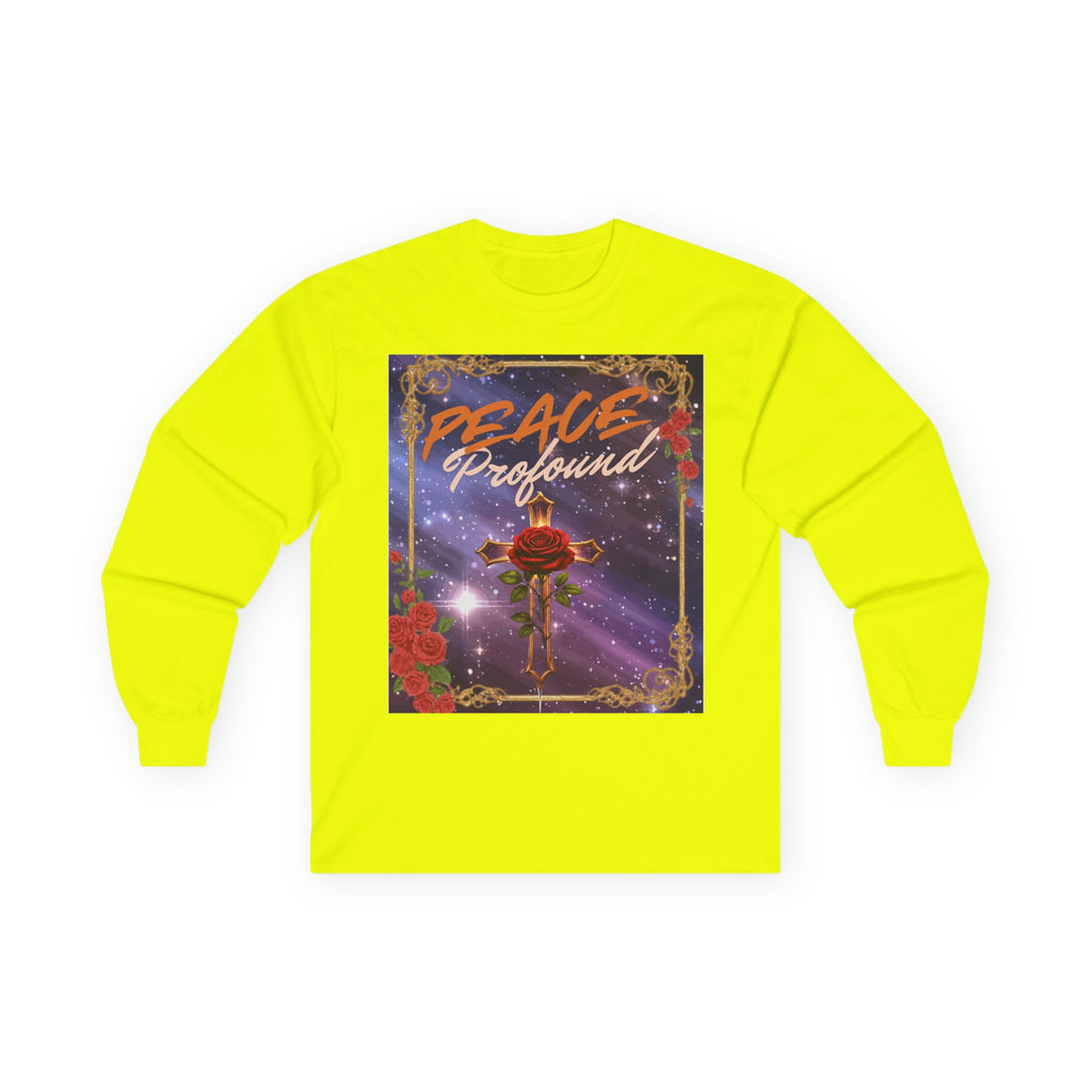 Peace Profound Long Sleeve Tee — Rose & Cross Spiritual Graphic Shirt