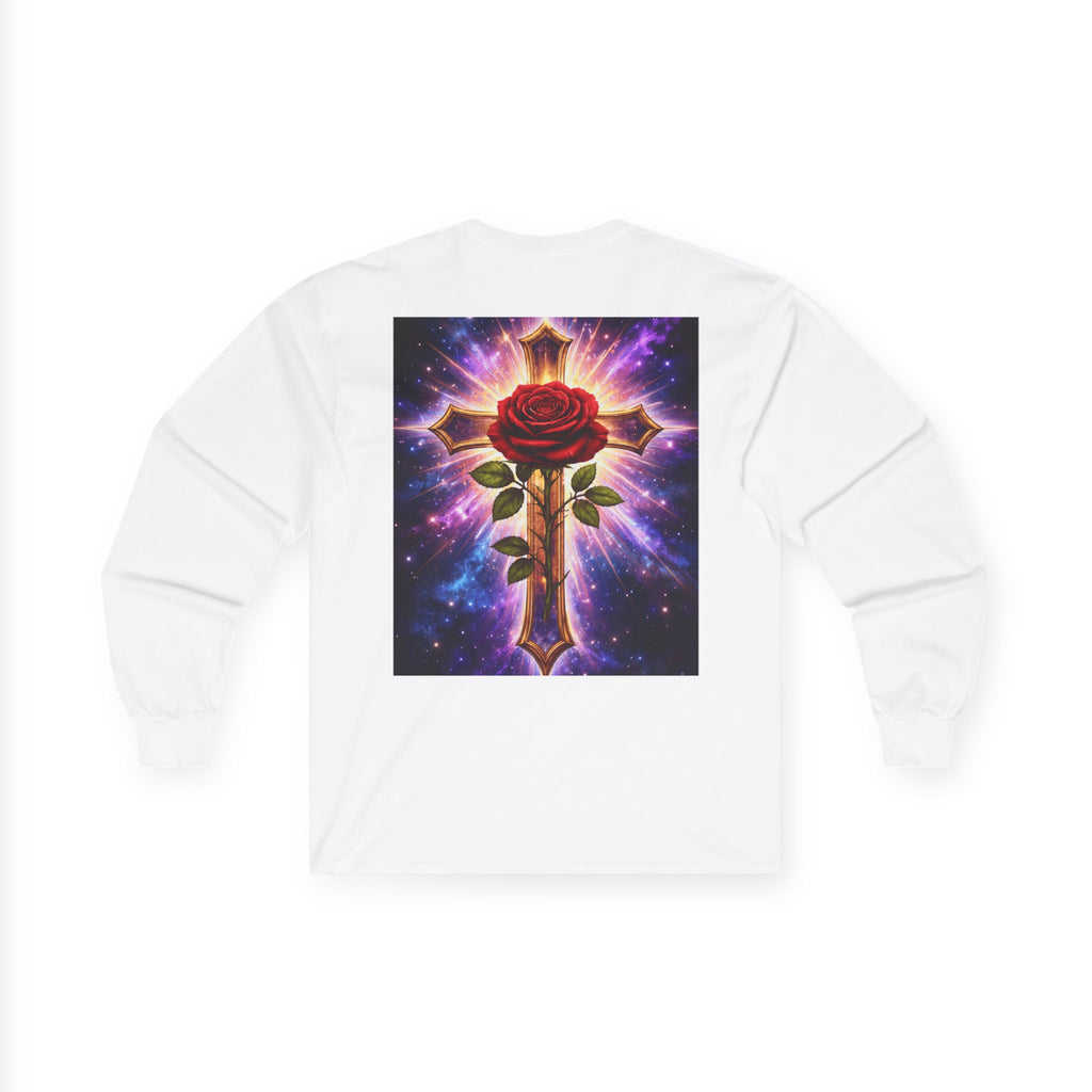 Peace Profound Long Sleeve Tee — Rose & Cross Spiritual Graphic Shirt