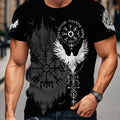 Men's Viking Norse T-Shirt with 3D Viking Rune & Norse Mythology Print - Viking, Yggdrasil Tree & Odin Rune (Elder Futhark) - Breathable Summer Casual Wear, Viking-Inspired Clothing for & Everyday Use