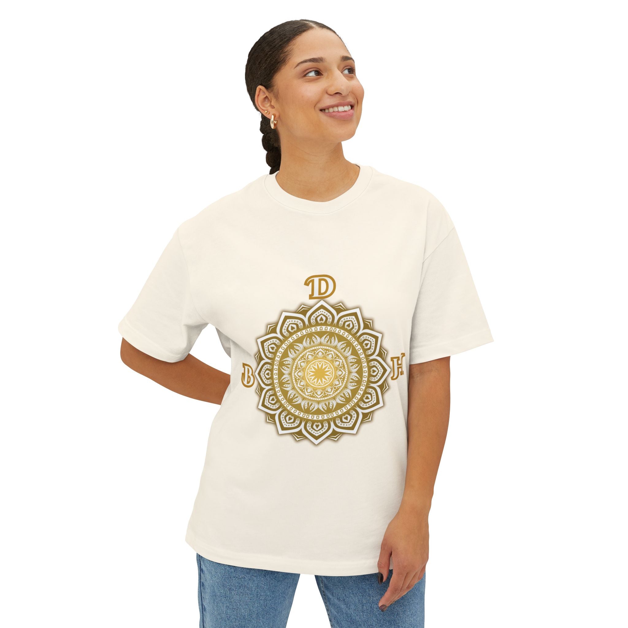 Duds By Hochmah Gold Mandala Unisex Oversized Boxy Tee