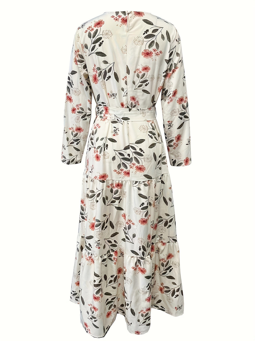 2023 New Women's Elegant Middle Eastern Abaya - Black Floral Print with Red Flowers, Long Sleeve Lace-Up Modest Dress, Machine Washable for Spring Summer Fall, Abaya Dress Fancy, Comfortable Modestwear, No Stretch Fabric, Mus