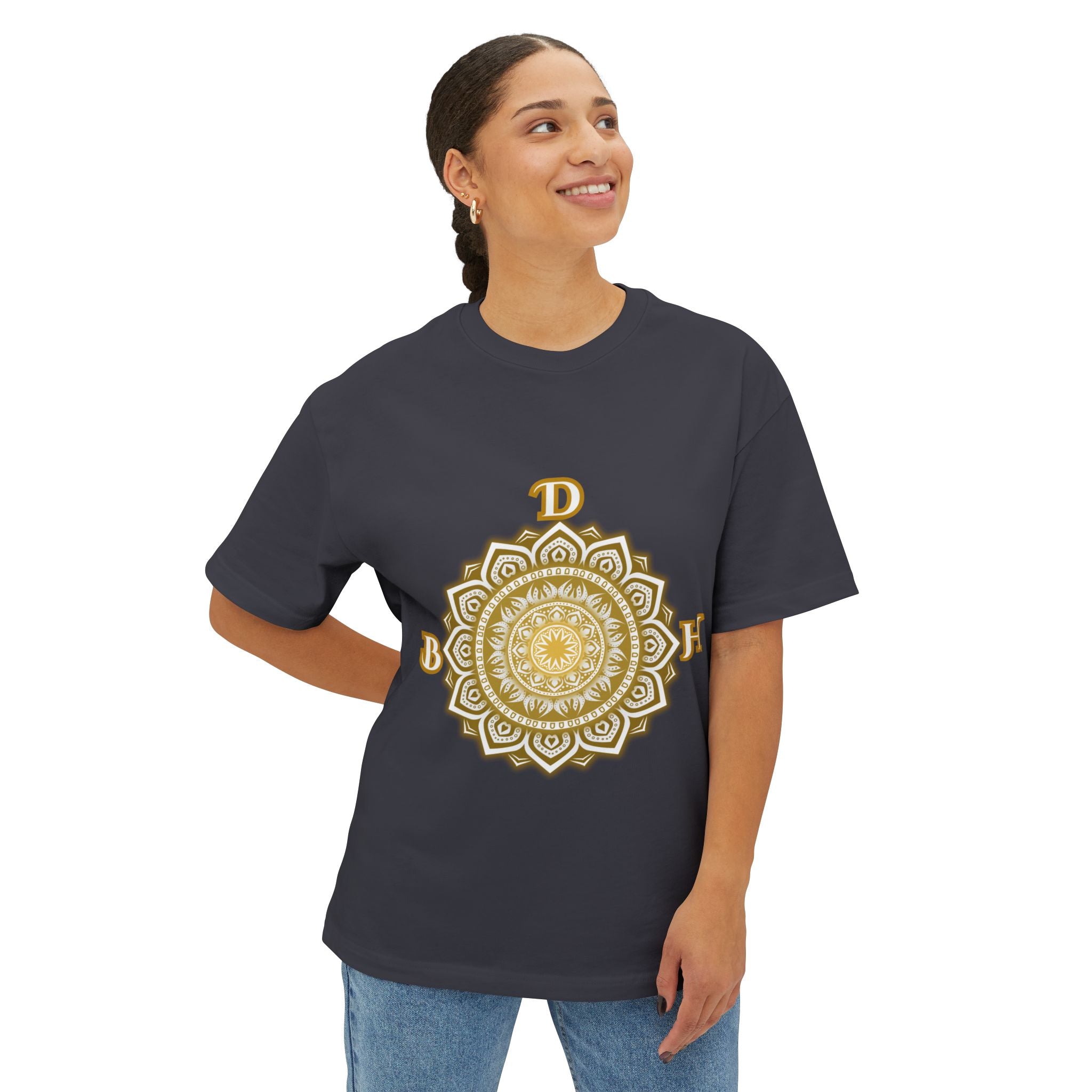 Duds By Hochmah Gold Mandala Unisex Oversized Boxy Tee