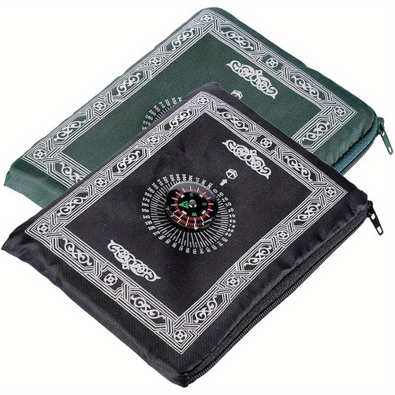 2pcs, Portable Travel Prayer Mat With Compass, Waterproof Polyester Prayer Mat, Muslim Travel Prayer Mat, For Ramadan Gifts (23.62inch×39.37inch)