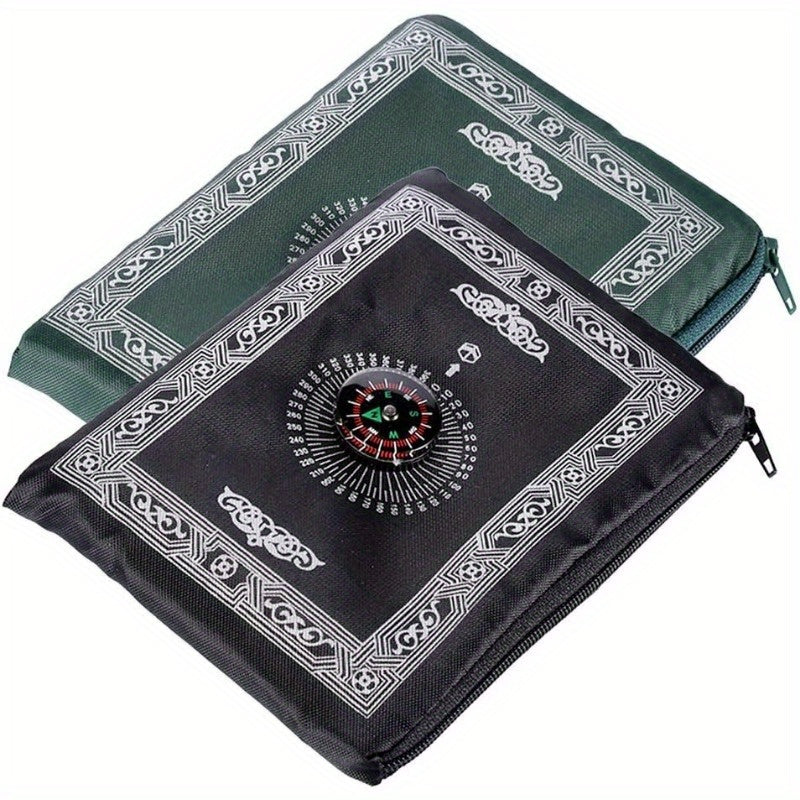 2pcs, Portable Travel Prayer Mat With Compass, Waterproof Polyester Prayer Mat, Muslim Travel Prayer Mat, For Ramadan Gifts (23.62inch×39.37inch)