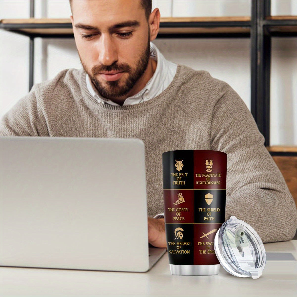 1pc of Christian Gifts Suitable for Both Men And Women - Ideas for Religious Presents - Gifts for Father'S Day, Christmas, And Birthdays for Men - -Themed Gifts - Christian Coffee Mug - 20Oz Stainless Steel Tumbler Featuring