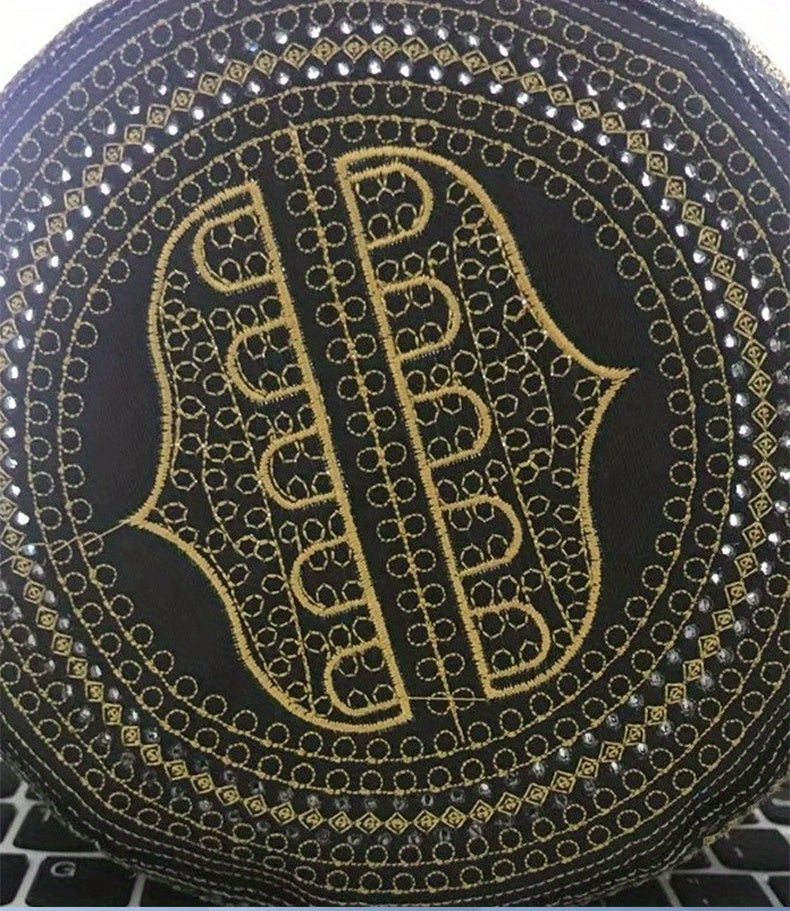 Traditional Muslim Prayer Ethnic Hat, Islamic Kufi Summer Breathable Cotton Cap With Elegant Embroidery, For Daily Wear