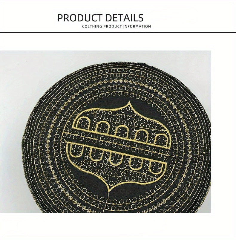 Traditional Muslim Prayer Ethnic Hat, Islamic Kufi Summer Breathable Cotton Cap With Elegant Embroidery, For Daily Wear