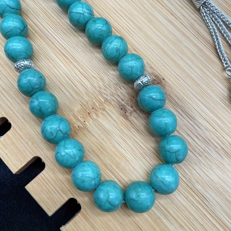 1pc, 33 Beads Turquoise Muslim Beads 10mm, Tasbih Bracelet, Ideal Birthday Gift
