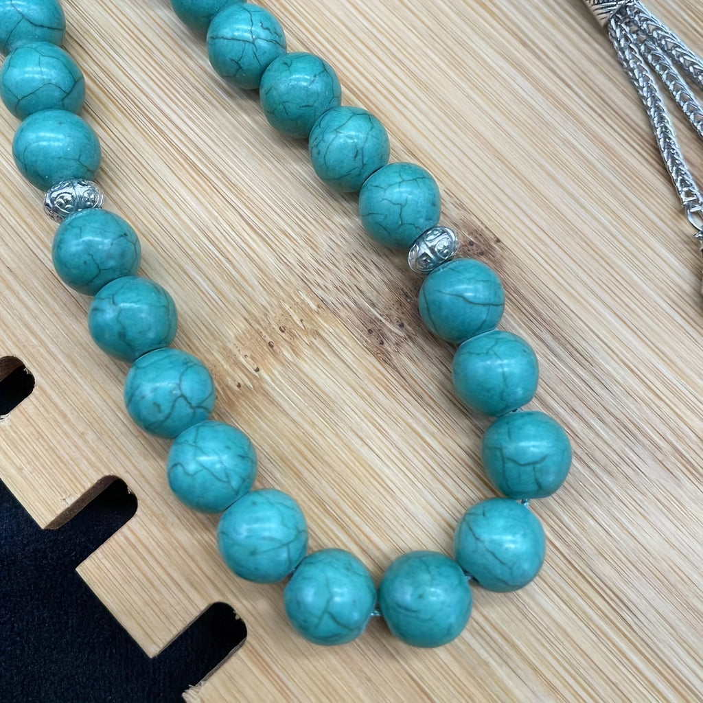 1pc, 33 Beads Turquoise Muslim Beads 10mm, Tasbih Bracelet, Ideal Birthday Gift
