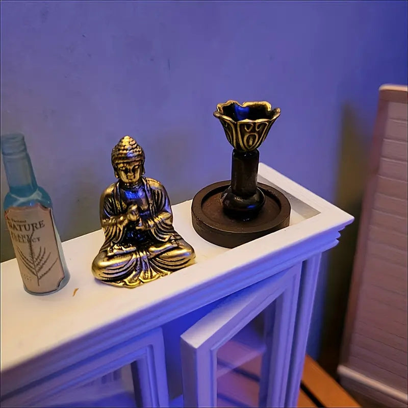 1pc Brass Smiling Buddha Statue - Tathagata Monk Figurine, Metal Craft Religious Decor for Home & Office